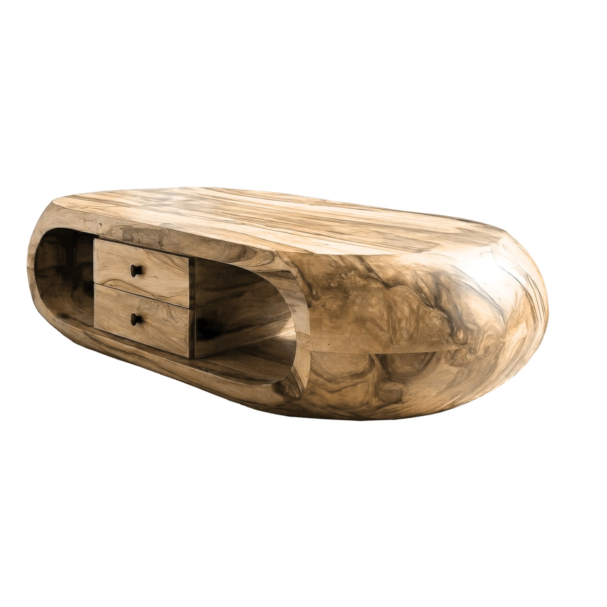 Aurellis Sculpted Solid Wood Coffee Table Natural Oak - Timberustic Coffee Table