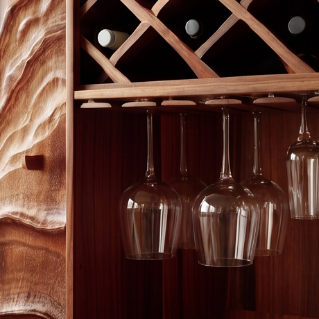 Aurellith Sculpted Solid Wood Bar Cabinet - Timberustic Wine Cabinet