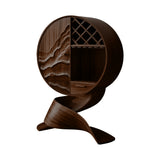 Aurellith Sculpted Solid Wood Bar Cabinet Dark Walnut - Timberustic Wine Cabinet