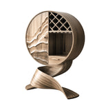 Aurellith Sculpted Solid Wood Bar Cabinet Natural Oak - Timberustic Wine Cabinet