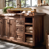 Aurelon Live Edge Solid Wood Freestanding Bathroom Vanity with Drawers