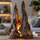 Aurelpeak Sculpted Solid Wood Mountain Table Lamp SPA355312