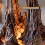 Aurelpeak Sculpted Solid Wood Mountain Table Lamp SPA355312
