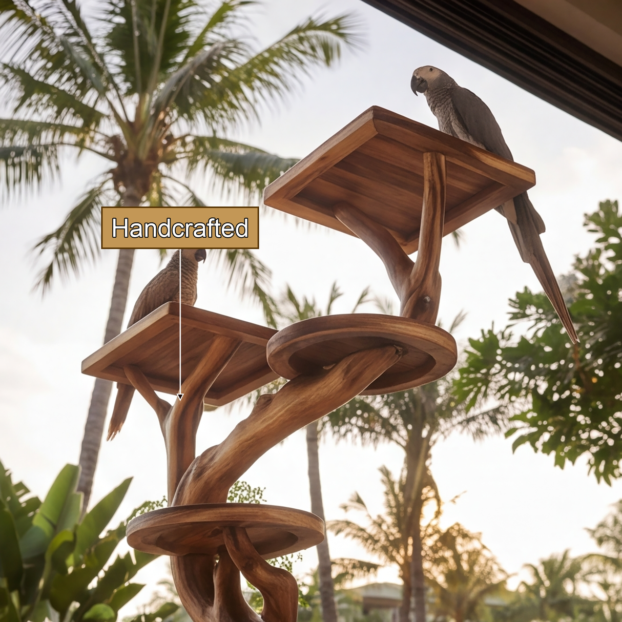 Aurelthorn Handcrafted Tree Branch Parrot Stand SPA572106 - Timberustic Tree Branch Parrot Stand