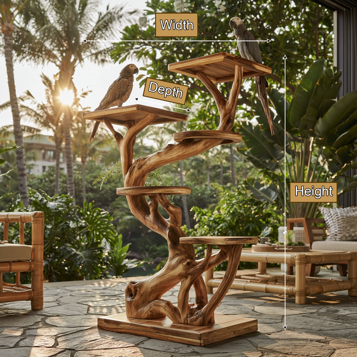 Aurelthorn Handcrafted Tree Branch Parrot Stand SPA572106 - Timberustic Tree Branch Parrot Stand