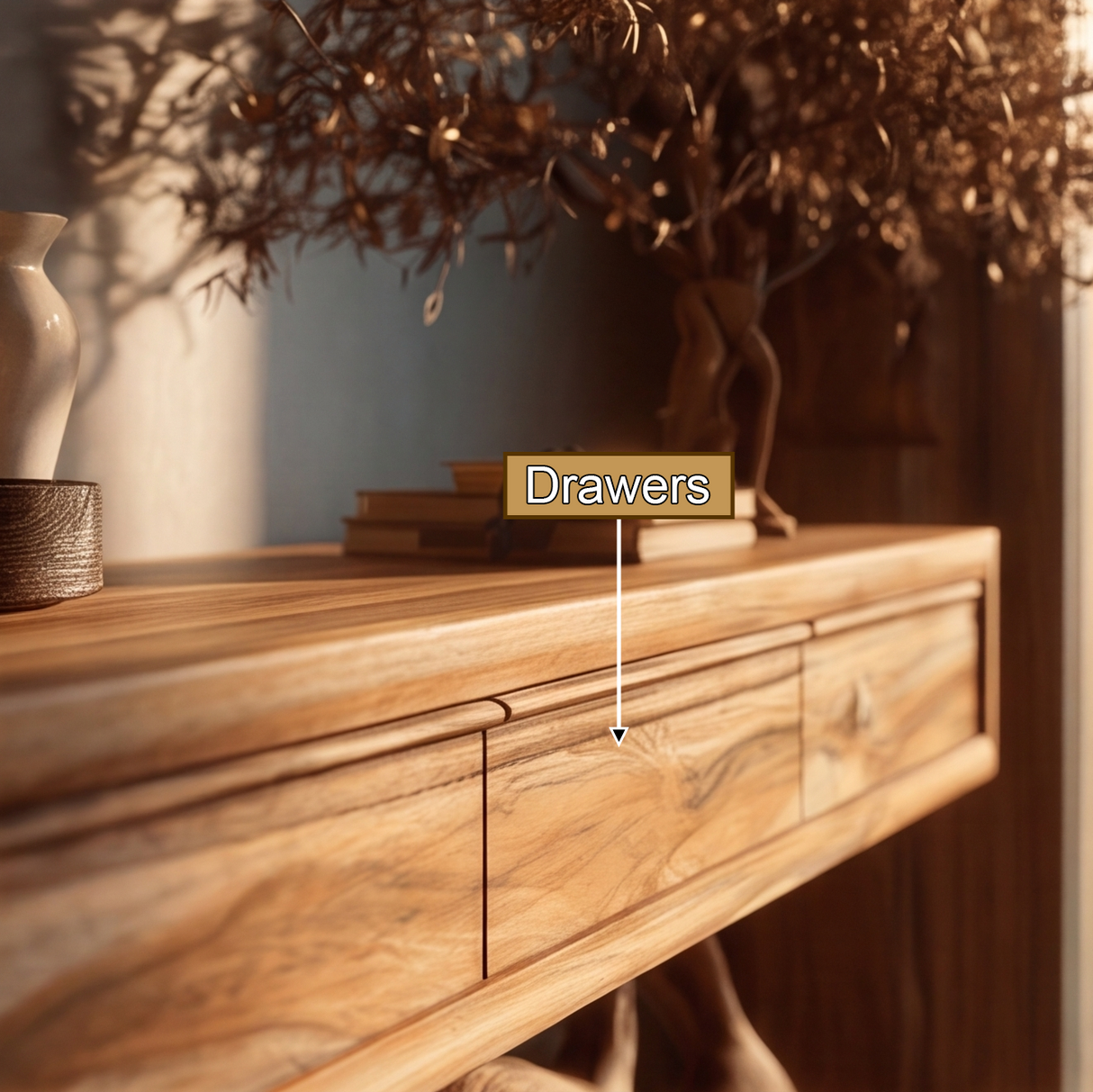 Aurelthorn Sculpted Solid Wood Console Table