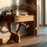 Aurelthorn Sculpted Solid Wood Console Table