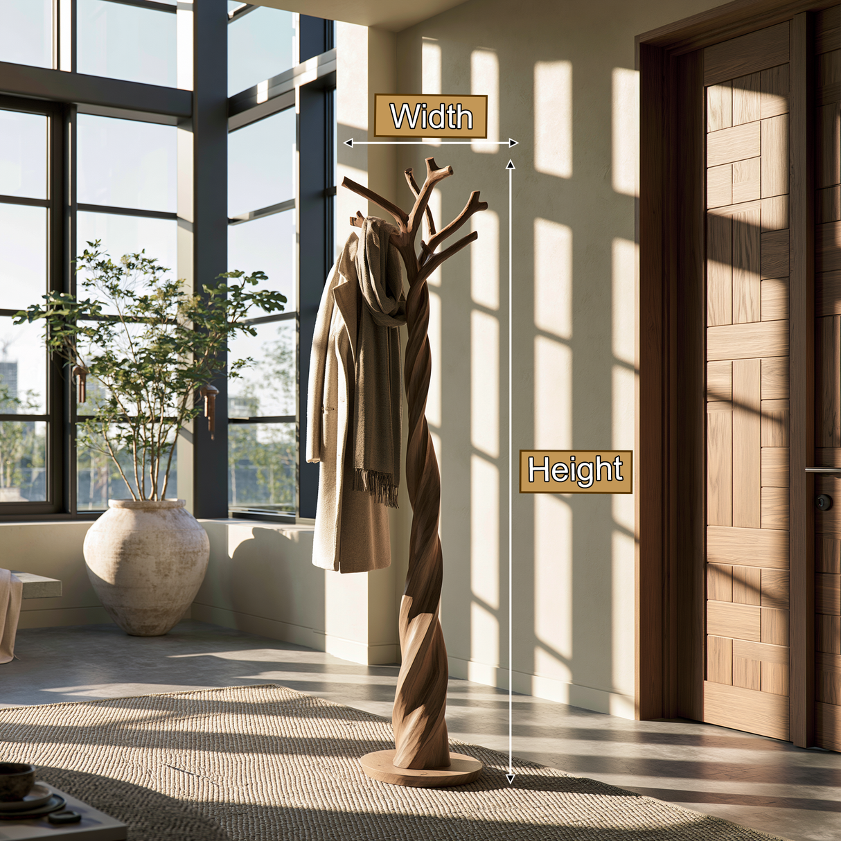 Aurelthorn Sculpted Solid Wood Tree Coat Rack - Timberustic Tree Coat Rack