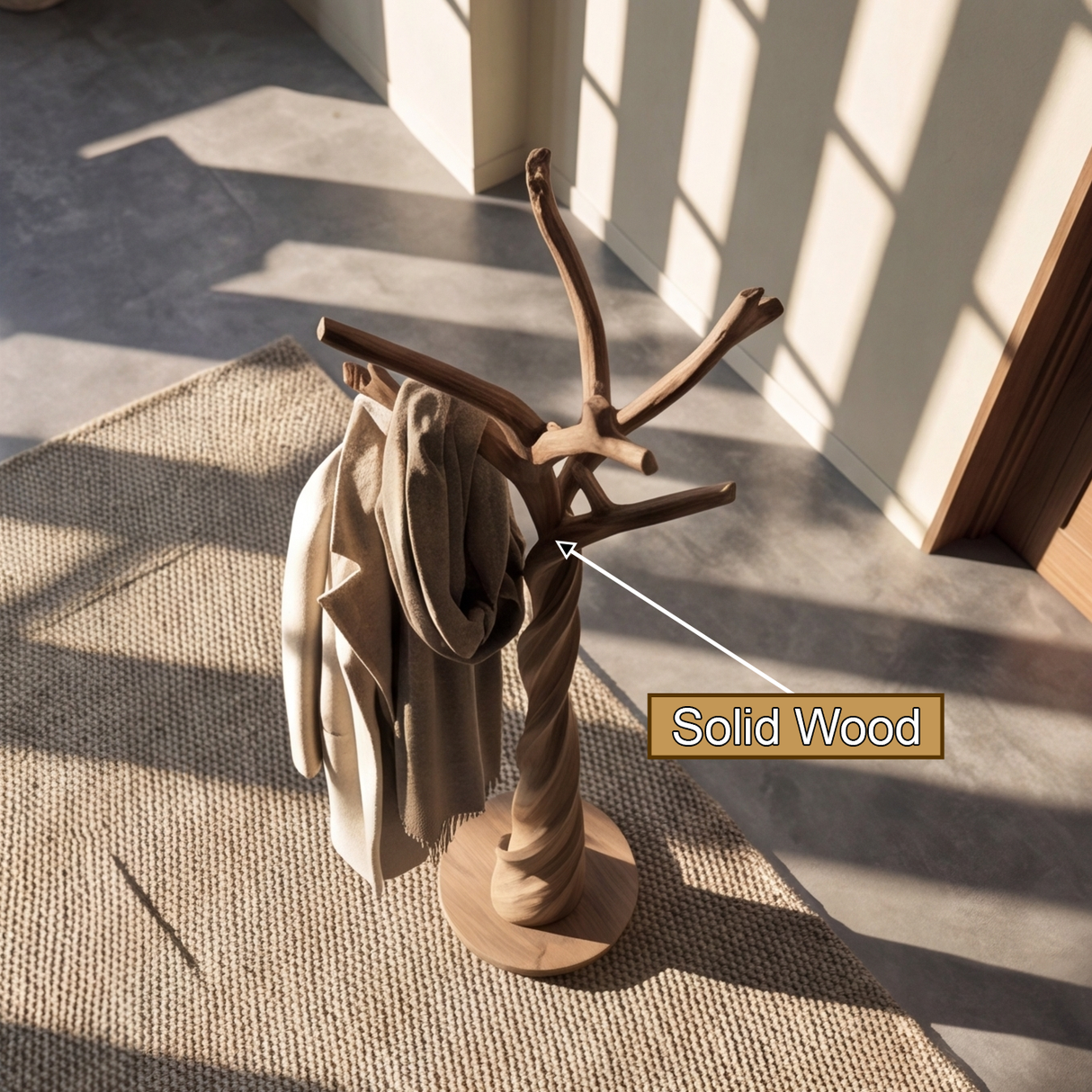 Aurelthorn Sculpted Solid Wood Tree Coat Rack - Timberustic Tree Coat Rack