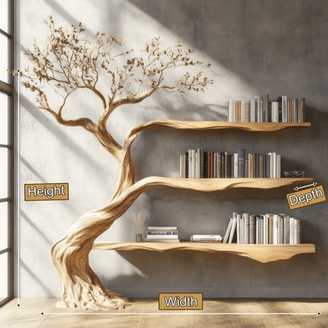 Aurelwood Handcrafted Solid Wood Tree Bookshelf - Timberustic Tree Bookshelf