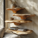 Aurem Hollow Live Edge Solid Wood Mushroom Floating Shelf SPA201024 - Timberustic Floating Shelf