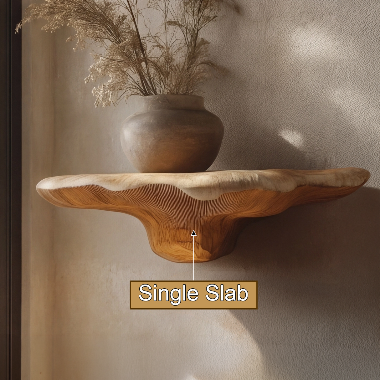 Aurem Hollow Live Edge Solid Wood Mushroom Floating Shelf SPA201024 - Timberustic Floating Shelf