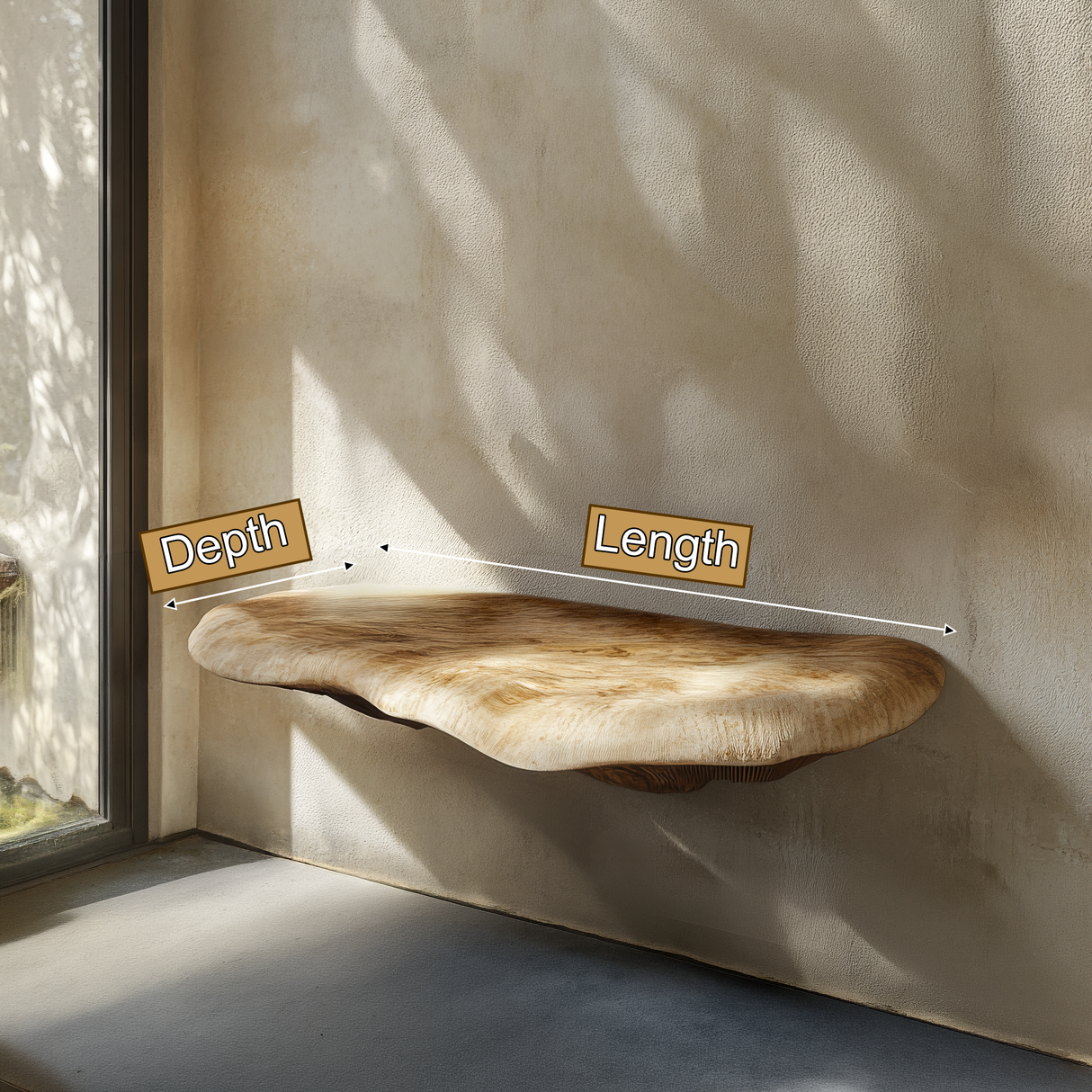 Aurem Hollow Live Edge Solid Wood Mushroom Floating Shelf SPA201024 - Timberustic Floating Shelf