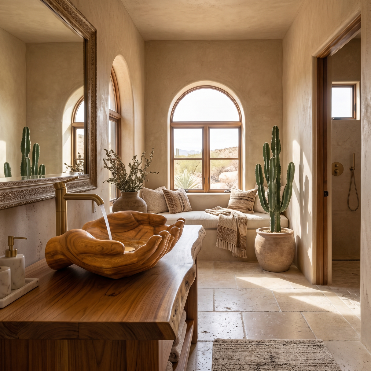 Auren Handcrafted Solid Wood Hands-Shaped Vessel Sink