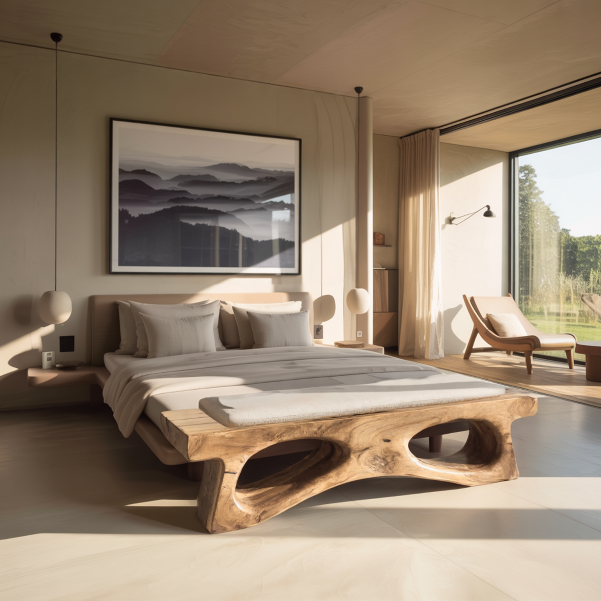Auren Hollow Artisan Wood Bed Bench - Timberustic Bed Bench