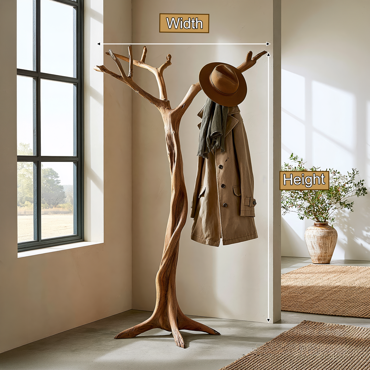 Aurenvale Sculpted Solid Wood Tree Coat Rack - Timberustic Tree Coat Rack