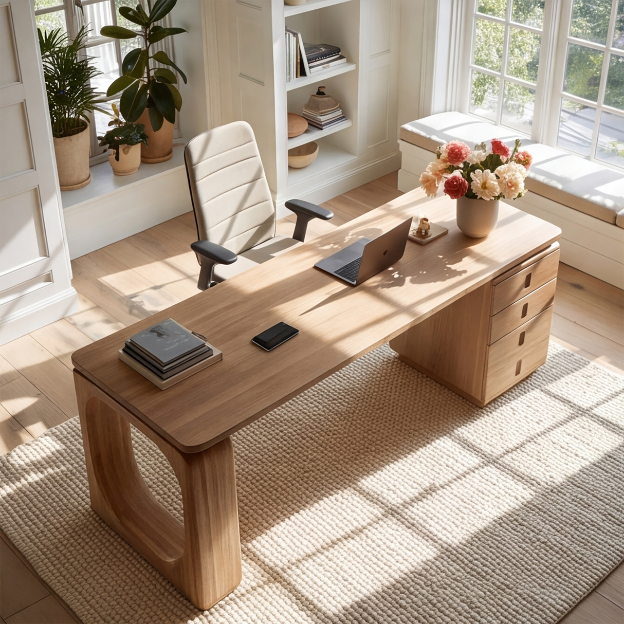 Aurenza Solid Wood Desk with Drawers - Timberustic Desk With Drawers