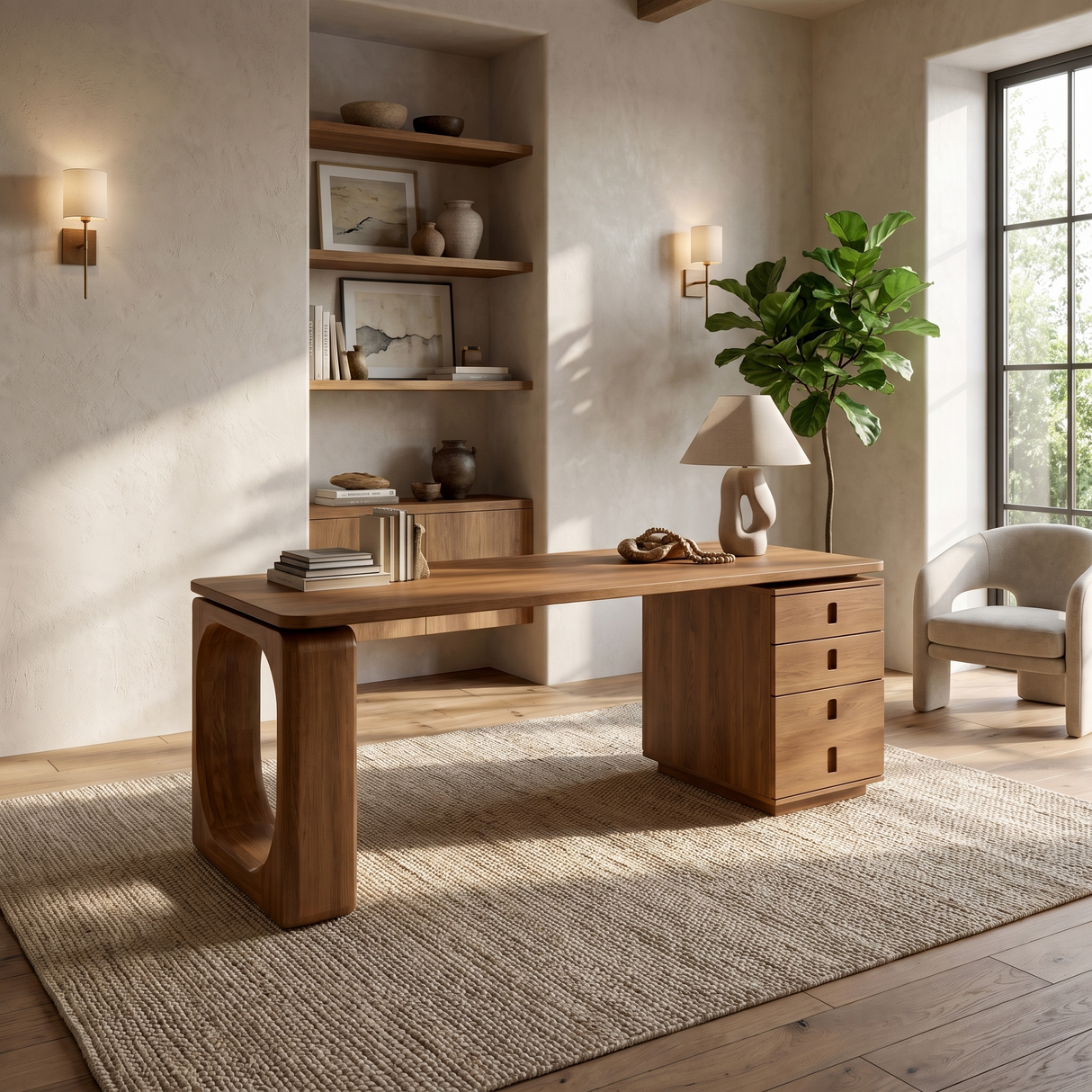 Aurenza Solid Wood Desk with Drawers - Timberustic Desk With Drawers
