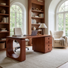 Aurenza Solid Wood Desk with Drawers Mahogany - Timberustic Desk With Drawers