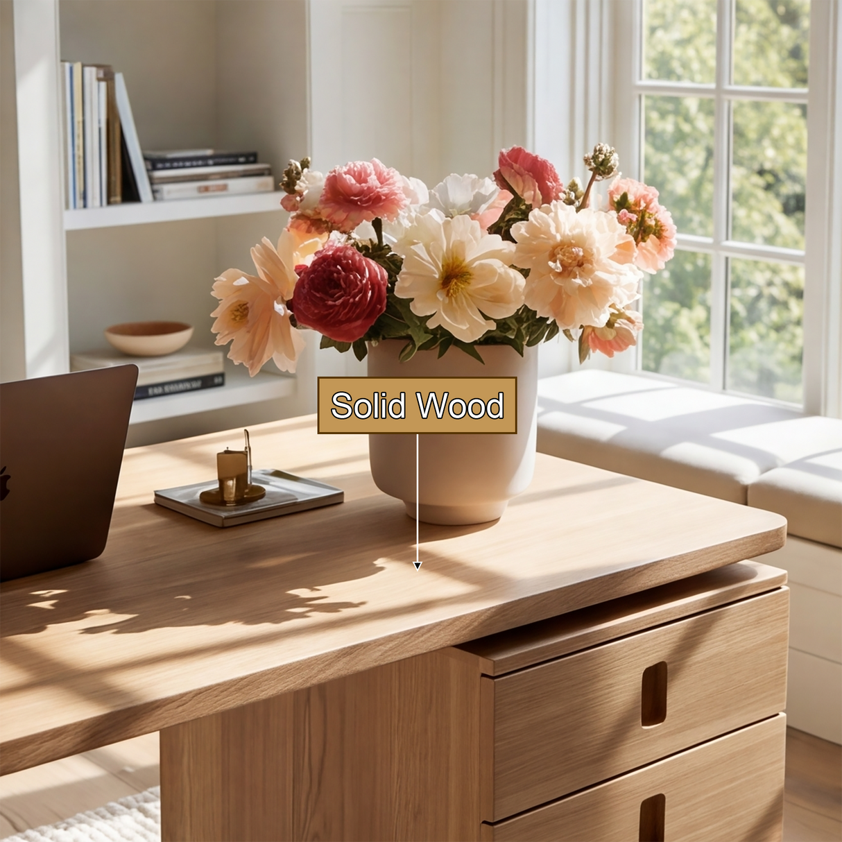 Aurenza Solid Wood Desk with Drawers - Timberustic Desk With Drawers