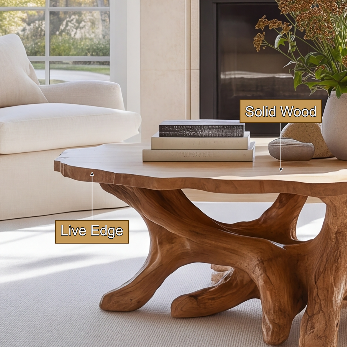 Aurestren Sculpted Solid Wood Coffee Table SPA879257 - Timberustic Coffee Table