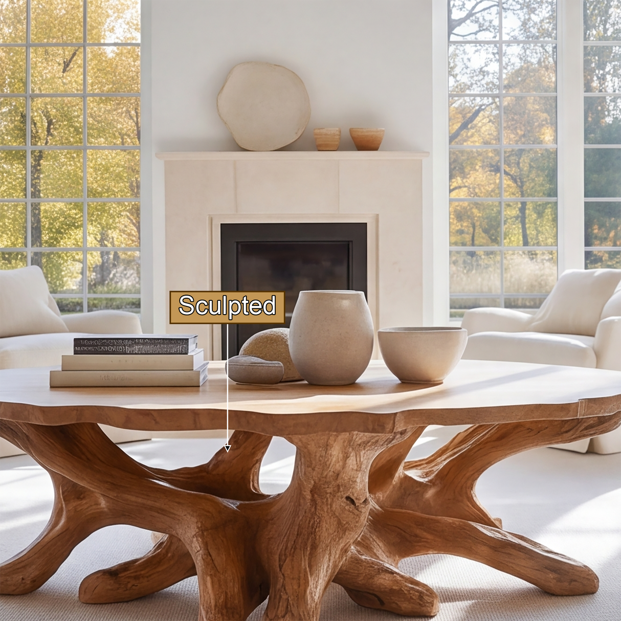 Aurestren Sculpted Solid Wood Coffee Table SPA879257 - Timberustic Coffee Table