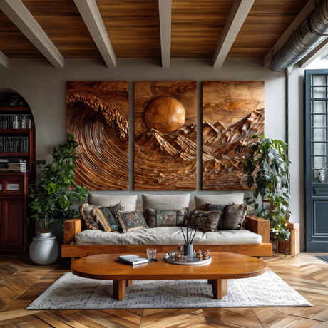 Aureth Solid Wood Sculpted Wall Art - Timberustic Wall Art
