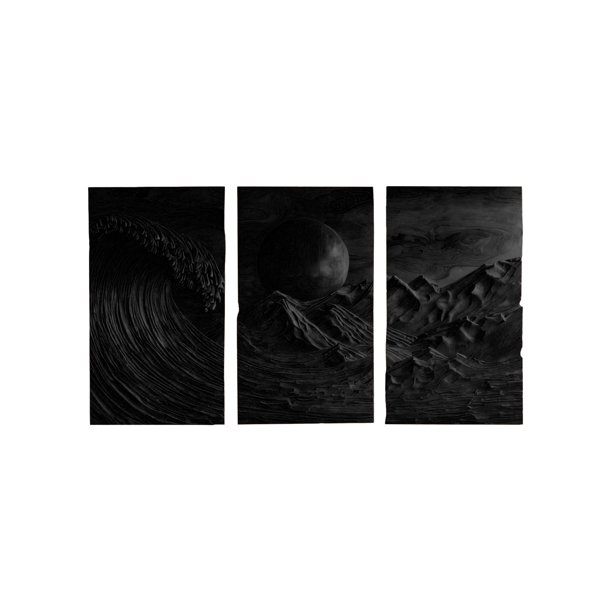 Aureth Solid Wood Sculpted Wall Art Black - Timberustic Wall Art