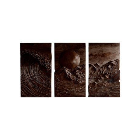 Aureth Solid Wood Sculpted Wall Art Dark Walnut - Timberustic Wall Art