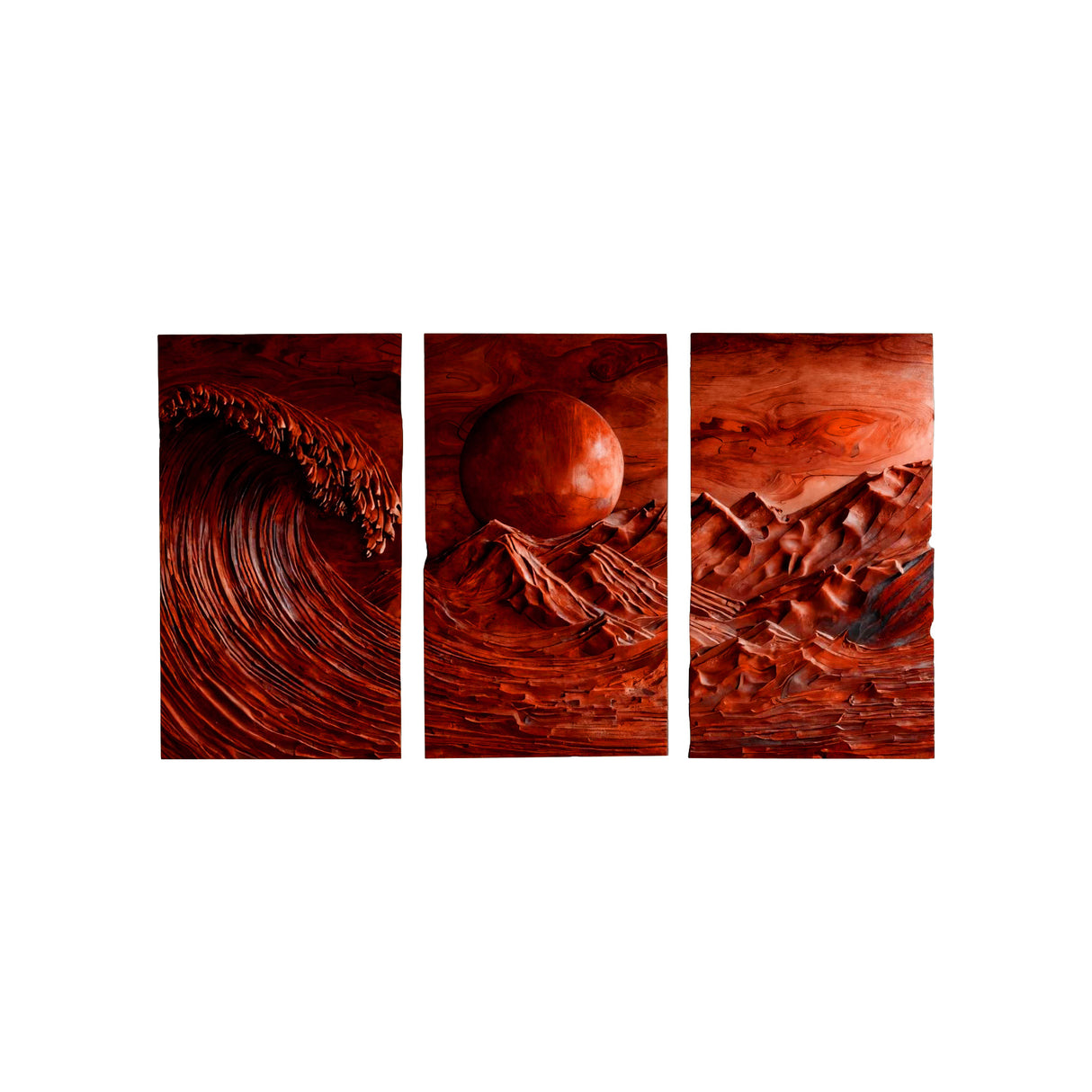 Aureth Solid Wood Sculpted Wall Art Mahogany - Timberustic Wall Art