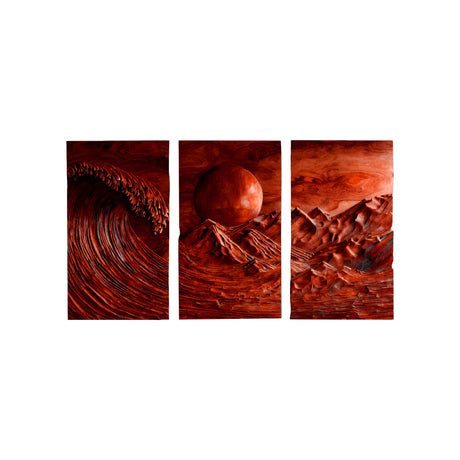 Aureth Solid Wood Sculpted Wall Art Mahogany - Timberustic Wall Art