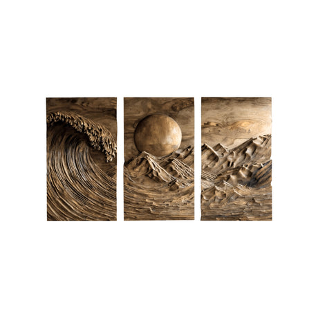 Aureth Solid Wood Sculpted Wall Art Natural Oak - Timberustic Wall Art