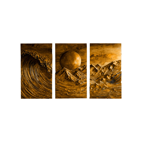Aureth Solid Wood Sculpted Wall Art Brown - Timberustic Wall Art