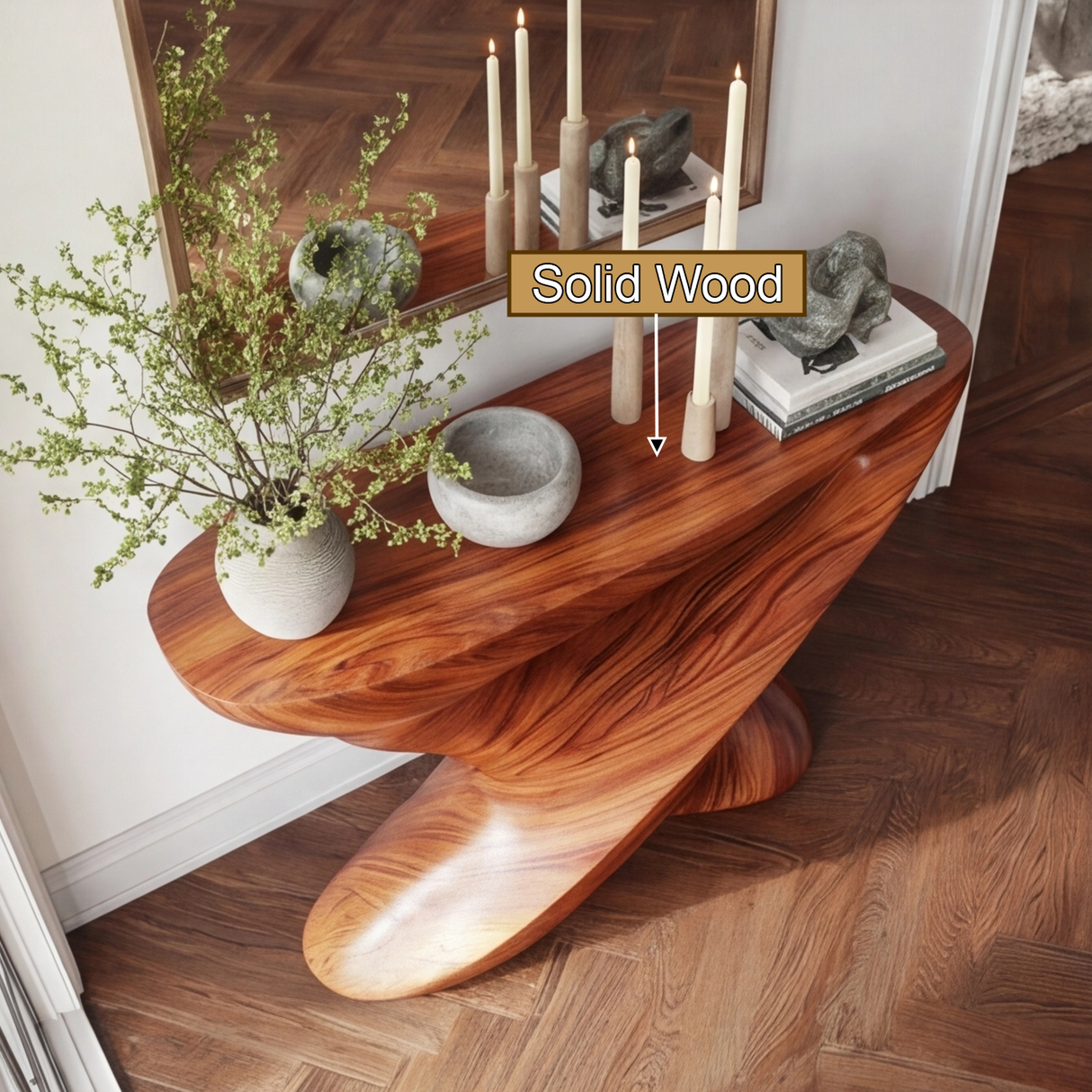 Aurethar Curved Solid Wood Console Table - Timberustic Console Table