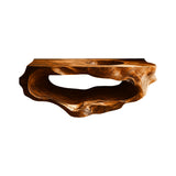 Aureva Sculpted Solid Wood Floating Bathroom Vanity with Integrated Sink and Open Storage Brown - Timberustic Floating Bathroom Vanity with Integrated Sink and Open Storage