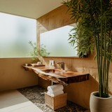 Aurevia Live Edge Solid Wood Floating Bathroom Vanity with Integrated Sink - Timberustic Floating Bathroom Vanity with Integrated Sink