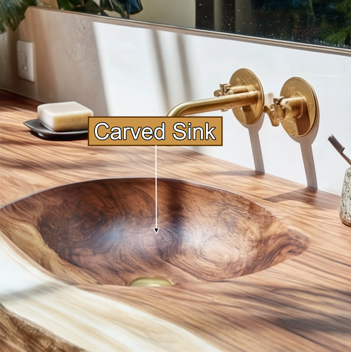 Aurevia Live Edge Solid Wood Floating Bathroom Vanity with Integrated Sink - Timberustic Floating Bathroom Vanity with Integrated Sink