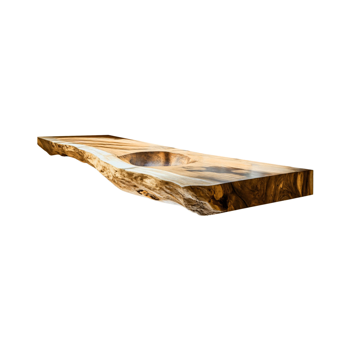 Aurevia Live Edge Solid Wood Floating Bathroom Vanity with Integrated Sink Natural Oak - Timberustic Floating Bathroom Vanity with Integrated Sink