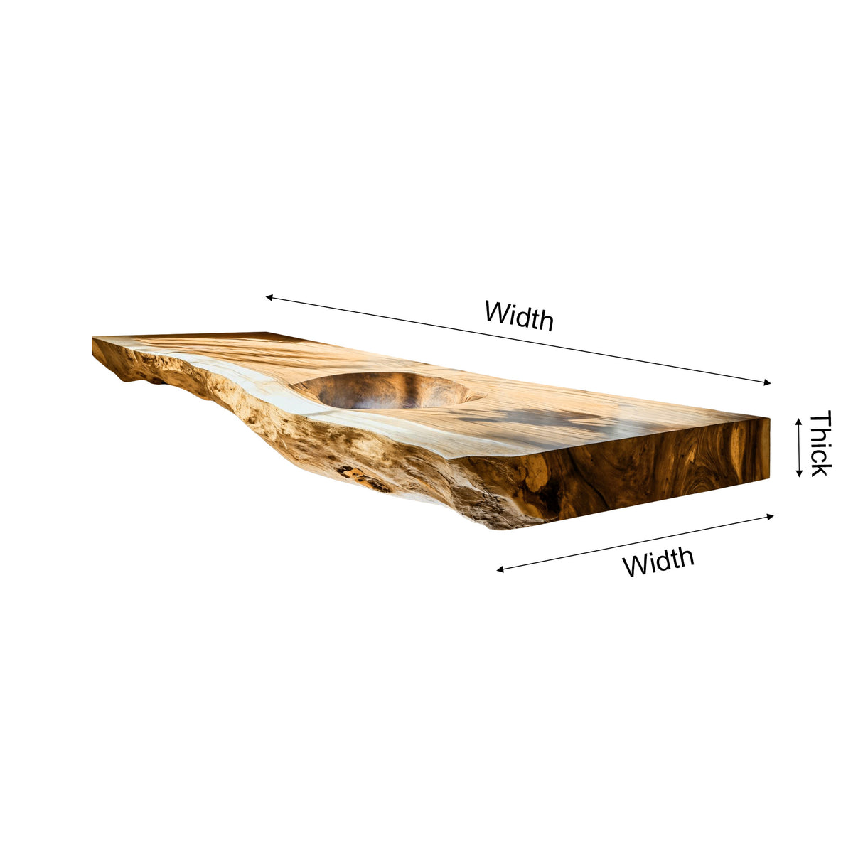 Aurevia Live Edge Solid Wood Floating Bathroom Vanity with Integrated Sink - Timberustic Floating Bathroom Vanity with Integrated Sink