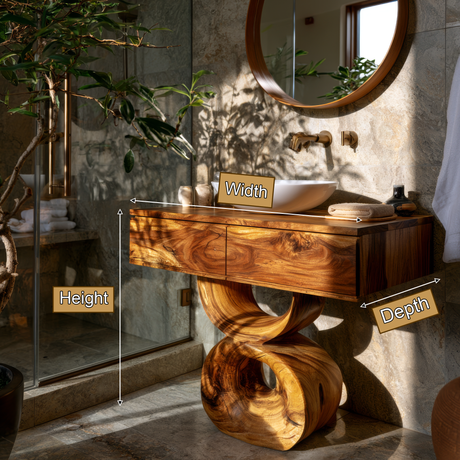 Aurevian Handcrafted Solid Wood Freestanding Bathroom Vanity with Drawers