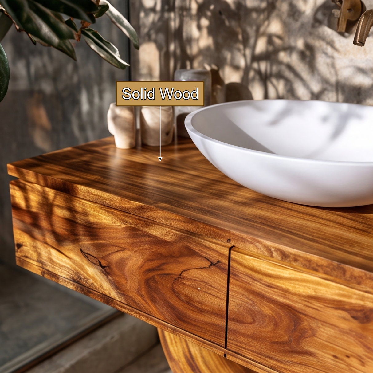 Aurevian Handcrafted Solid Wood Freestanding Bathroom Vanity with Drawers