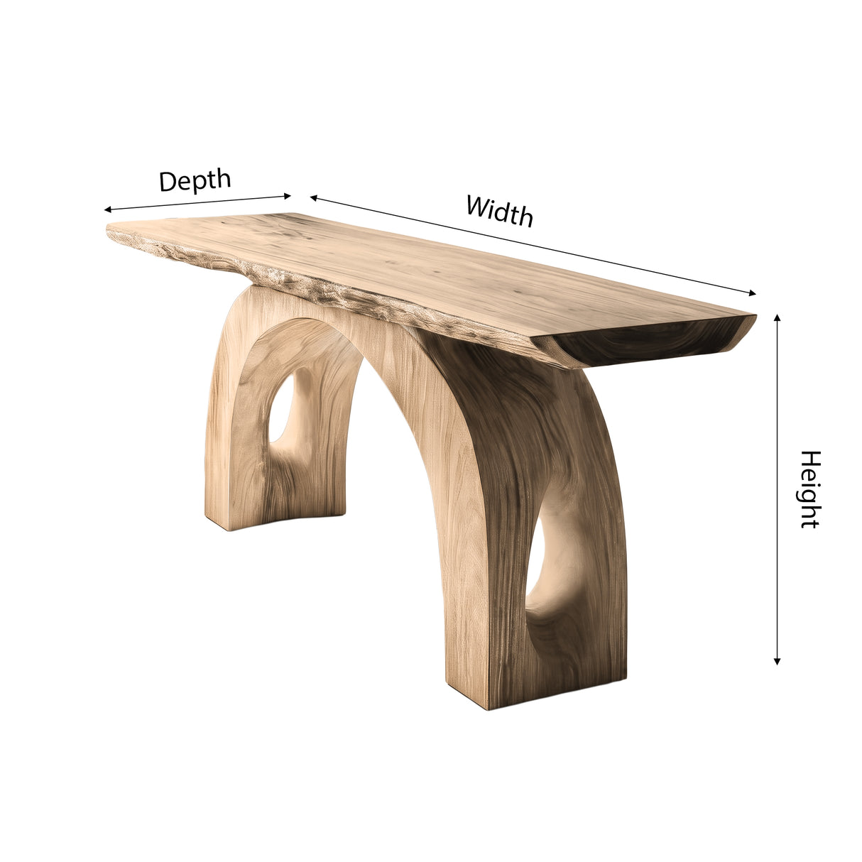 Aurevian Live Edge Solid Wood Console Table