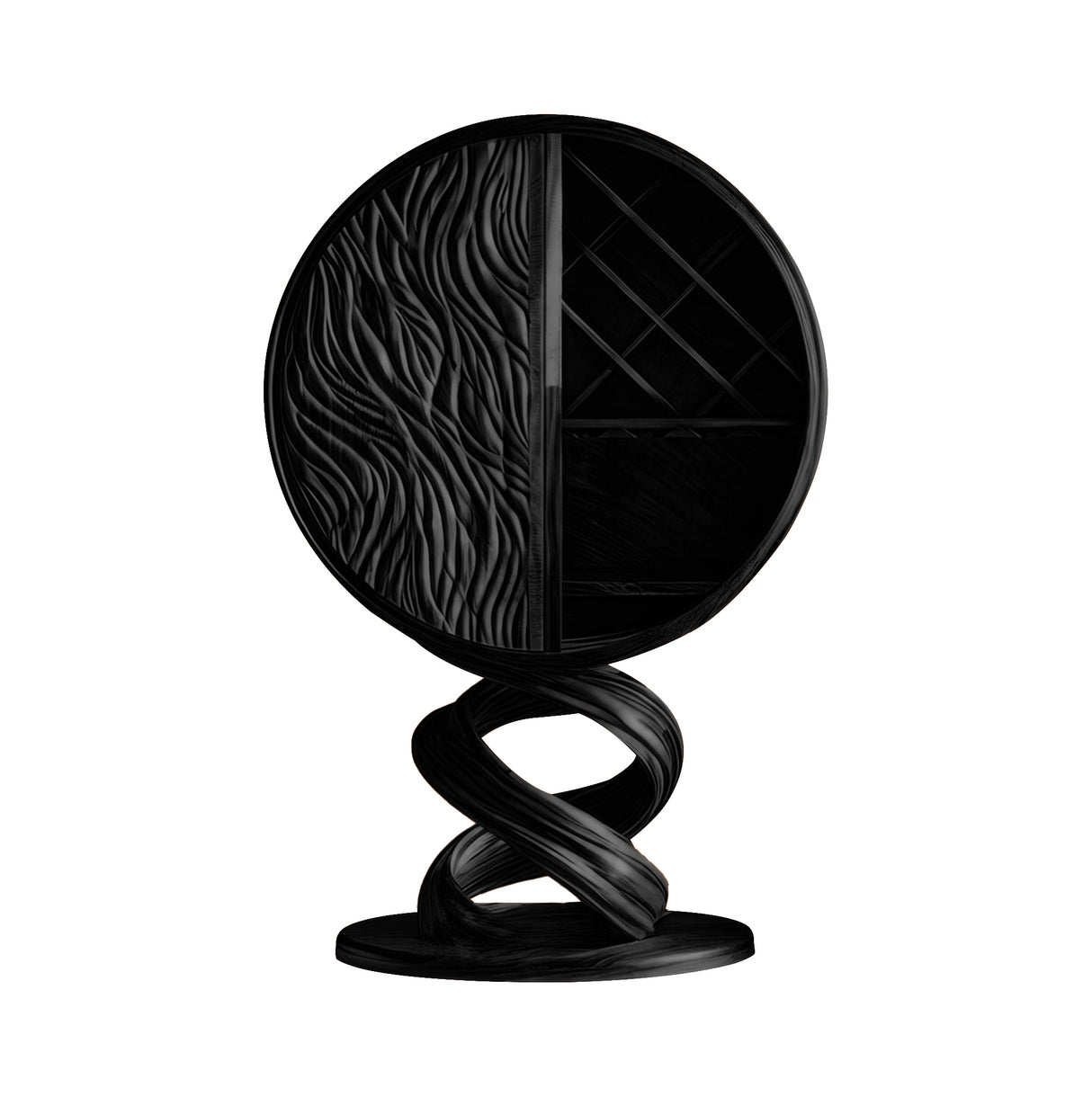 Aurevian Sculpted Solid Wood Bar Cabinet Black - Timberustic Wine Cabinet