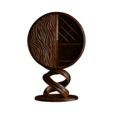 Aurevian Sculpted Solid Wood Bar Cabinet Dark Walnut - Timberustic Wine Cabinet
