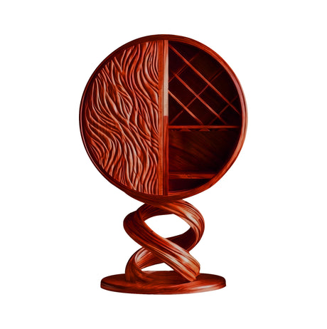 Aurevian Sculpted Solid Wood Bar Cabinet Mahogany - Timberustic Wine Cabinet