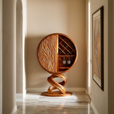 Aurevian Sculpted Solid Wood Bar Cabinet - Timberustic Wine Cabinet