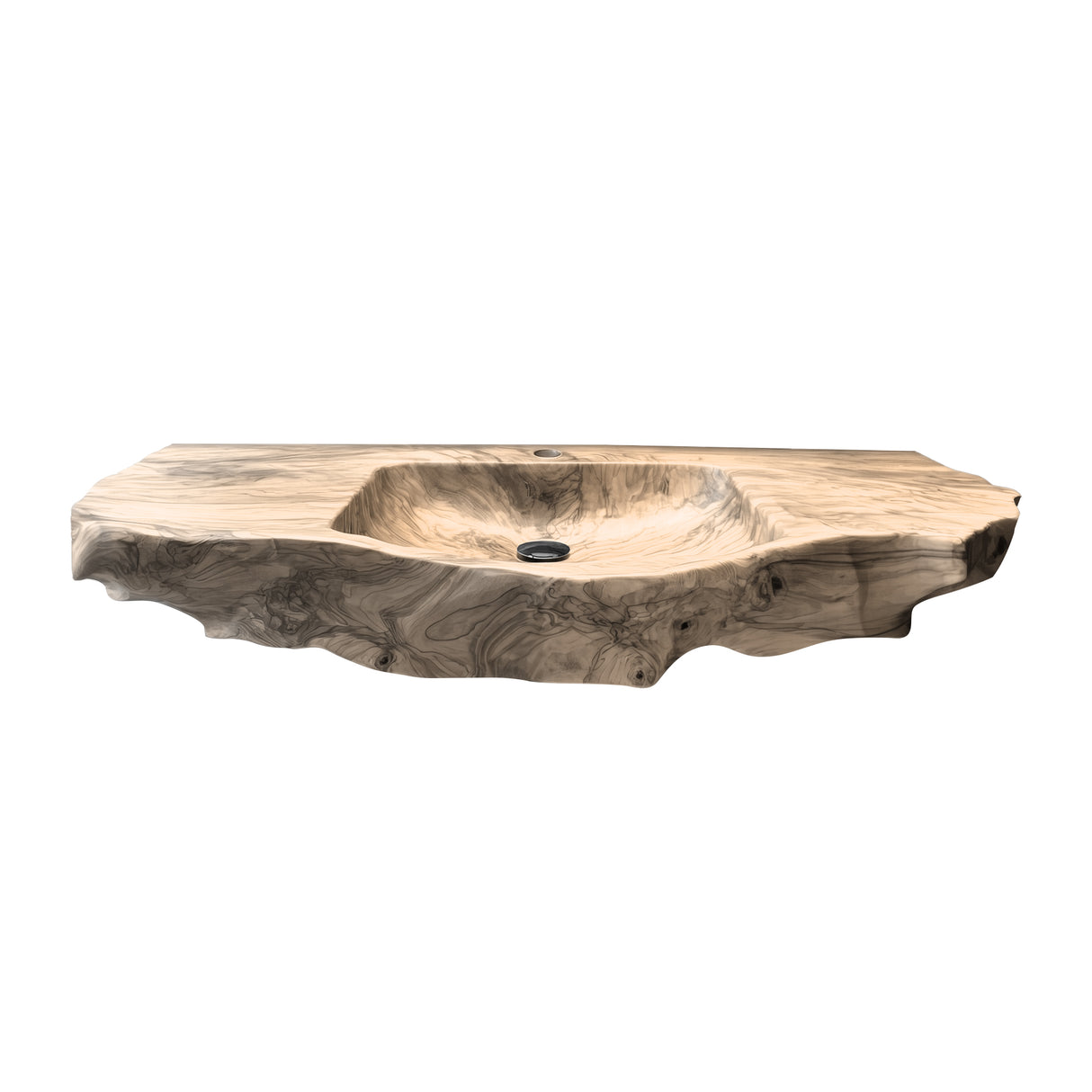 Aurevik Live Edge Solid Wood Floating Bathroom Vanity with Integrated Sink Natural Oak - Timberustic Floating Bathroom Vanity with Integrated Sink