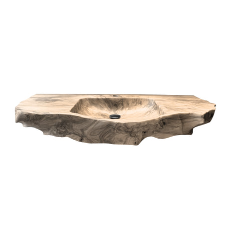 Aurevik Live Edge Solid Wood Floating Bathroom Vanity with Integrated Sink Natural Oak - Timberustic Floating Bathroom Vanity with Integrated Sink