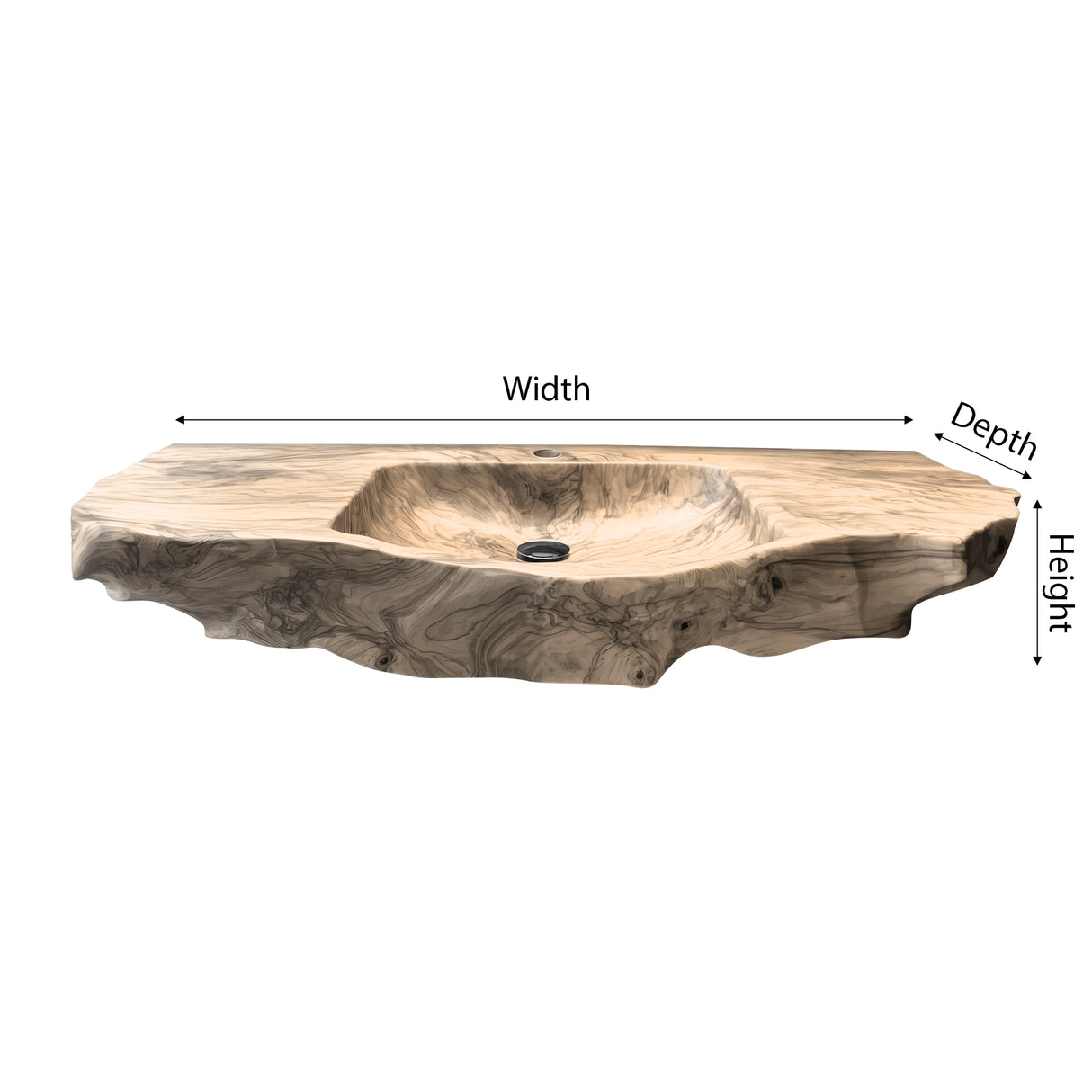 Aurevik Live Edge Solid Wood Floating Bathroom Vanity with Integrated Sink - Timberustic Floating Bathroom Vanity with Integrated Sink