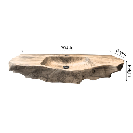 Aurevik Live Edge Solid Wood Floating Bathroom Vanity with Integrated Sink - Timberustic Floating Bathroom Vanity with Integrated Sink